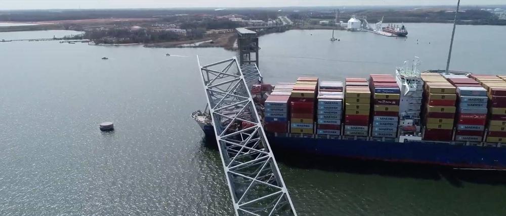 Die Francis Scott Key Bridge in Baltimore wurde vom Frachtschiff „Dali“ gerammt und stürzte ein.