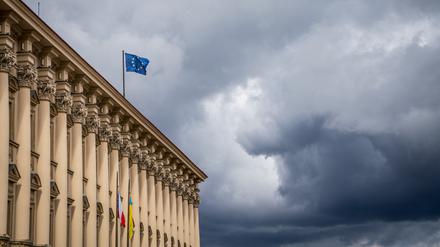 Eine europäische Flagge in Prag.