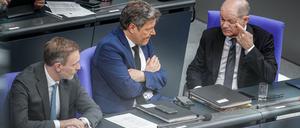 Finanzminister Christian Lindner, Wirtschaftsminister Robert Habeck und Kanzler Olaf Scholz.