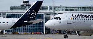 Flugzeuge der Lufthansa stehen am Flughafen München auf dem Rollfeld. (Archivbild)