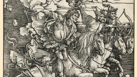 Albrecht Dürers Holzschnitt „Die vier Reiter der Apokalypse“(1497/98).