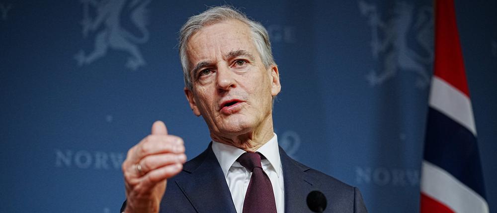 Jonas Gahr Støre, Ministerpräsident von Norwegen, gibt eine Pressekonferenz. (Archivbild)