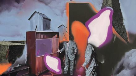 Die Uhlig Gallery aus Leipzig bietet das Gemälde „Erster Ansatz“ (2022) von Christoph Rode an.
