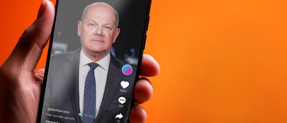 Olaf Scholz ist jetzt auch auf TikTok vertreten.
