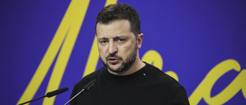 Wolodymyr Selenskyj, Präsident der Ukraine, bei einer Pressekonferenz.