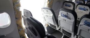 Der fehlende Kabinenteil eines Boeing-Flugzeugs nach einem Sicherheitsvorfall im Januar.