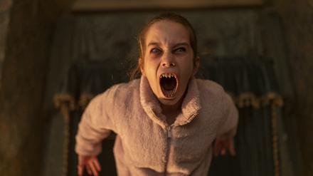 Alisha Weir as Abigail in Abigail, directed by Matt Bettinelli-Olpin & Tyler Gillett.