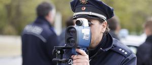 Symbolfoto Polizei, Beim Infotag der Brandenburger Polizei, Blitzer, Radarfalle, Radarkontrolle, Geschwindigkeitskontrolle, Potsdam 27.04.2023 Foto: PNN/Sebastian Gabsch
