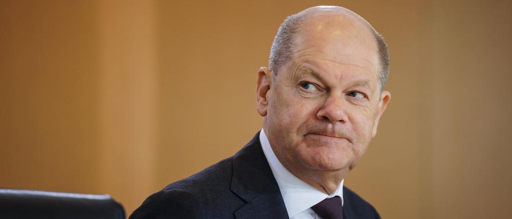 Bundeskanzler Olaf Scholz bei einer Kabinettssitzung im Bundeskanzleramt.