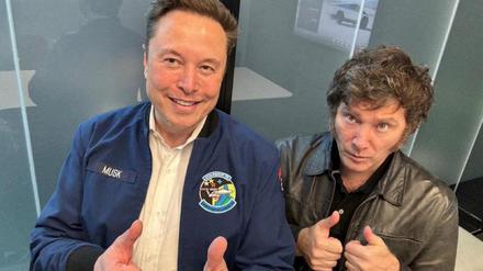 Argentiniens Präsident Javier Milei (r.) und Tesla-Gründer Elon Musk. 
