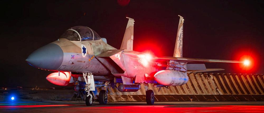 Eine israelische F-15 nach ihrem Einsatz gegen iranische Drohnen.