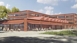 Die Schule auf der Insel Gartenfeld.