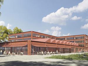 Die Schule auf der Insel Gartenfeld.