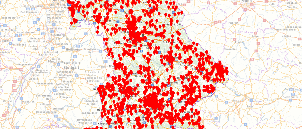 Alle Messstellen des Blitzermarathons 2024 in Bayern.