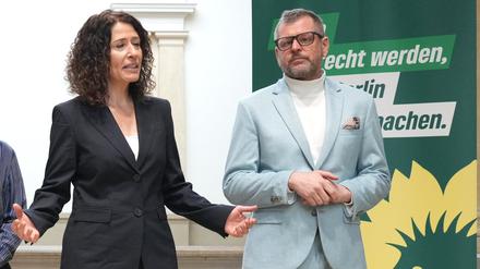 Die Fraktionsvorsitzenden von Bündnis 90/Die Grünen, Bettina Jarasch und Werner Graf, im Berliner Abgeordnetenhaus.