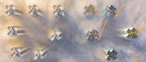 Luftbild einer Baustelle in Guizhou, China.