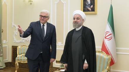 Der heutige Bundespräsident Frank-Walter Steinmeier, damals Außenminister, traf sich 2015 mit dem iranischen Präsidenten Hassan Ruhani in Teheran.