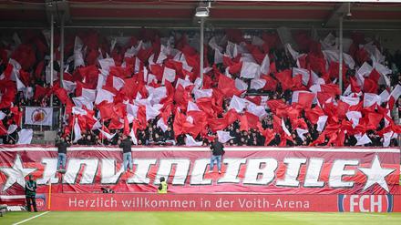 Leipzigs Fans mit einer Choreografie beim Spiel in Heidenheim.