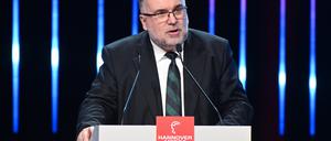 Siegfried Russwurm, Präsident des Bundesverbandes der Deutschen Industrie (BDI) spricht bei der Eröffnungsfeier der Hannover Messe.