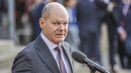 Bundeskanzler Olaf Scholz (SPD) bei der Eröffnung der Hannover Messe.