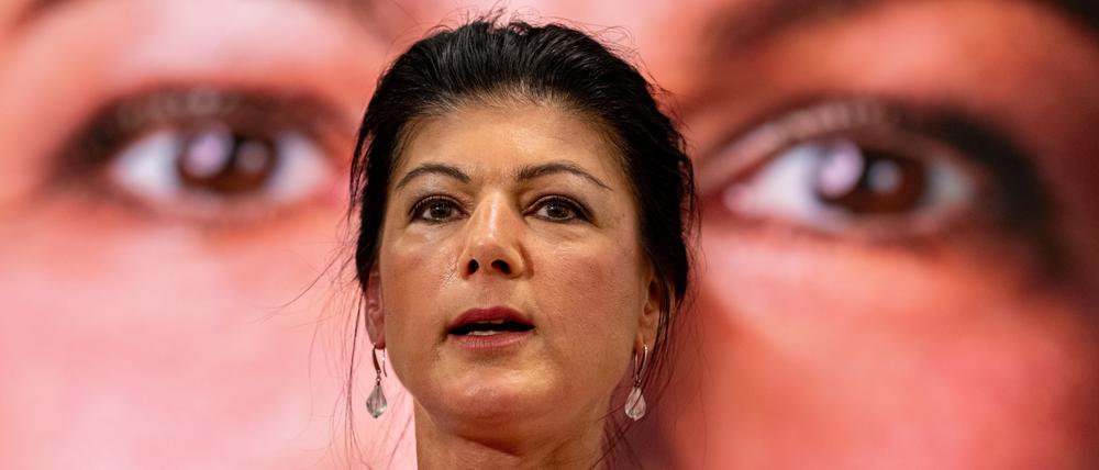 Sahra Wagenknecht, Bundesvorsitzende vom Bündnis Sahra Wagenknecht (BSW), bei der Vorstellung der EU-Wahlkampagne ihrer Partei.