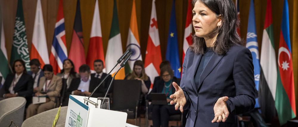 Außenministerin Annalena Baerbock (Grüne) beim 15. Petersberger Klimadialog im Auswärtigen Amt.