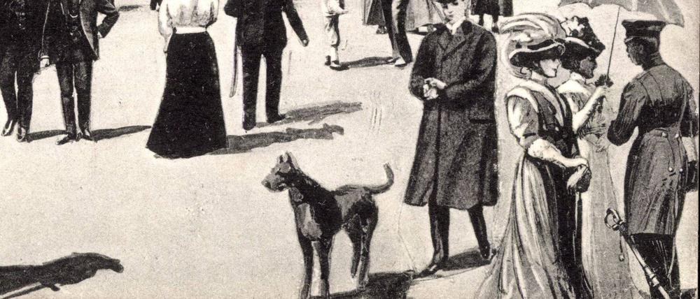Berlin Mitte, Unter den Linden, Passanten, Hund, Brandenburger Tor Berlin centre under the Linden Passers-by Dog Brandenburg goal