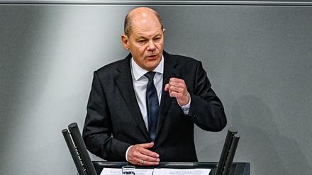 Bundeskanzler Olaf Scholz bei einer Regierungseklärung im März.