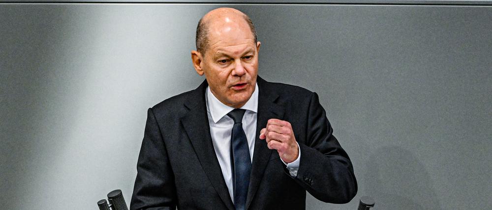 Bundeskanzler Olaf Scholz bei einer Regierungseklärung im März.