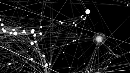 Die Videoinstallation „Social Geometry“ in der Galerie KOW. 