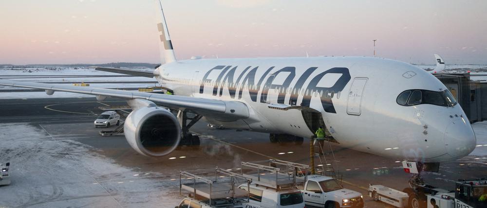 A Finnair plane is seen on the tarmac at Helsinki-Vantaa airport, Vantaa, Finland, February 9, 2024.