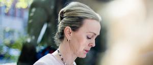 Manja Schreiner (CDU), Berliner Senatorin für Mobilität, Verkehr, Klimaschutz und Umwelt, gibt ein Pressestatement zu ihrem Rücktritt als Berliner Senatorin für Mobilität, Verkehr, Klimaschutz und Umwelt. 