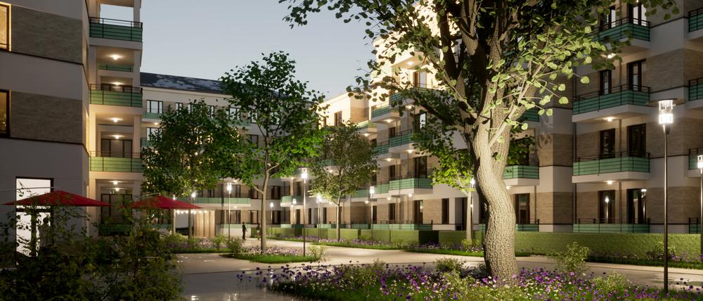Auf rund 22.330 Quadratmeter Grundstücksfläche realisiert die WvM Berlin ein neues Wohnquartier mit ca. 300 Wohnungen in Karlshorst.