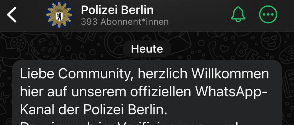 Der WhatsApp-Kanal der Polizei Berlin