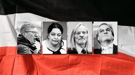 Angeklagte der Reichsbürger-Prozesse: Michael Fritsch, Birgit Malsack-Winkemann, Maximilian Eder, Heinrich Prinz Reuß