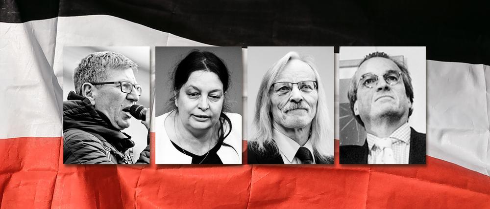 Angeklagte der Reichsbürger-Prozesse: Michael Fritsch, Birgit Malsack-Winkemann, Maximilian Eder, Heinrich Prinz Reuß