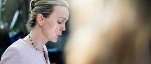 30.04.2024, Berlin: Manja Schreiner (CDU), Berliner Senatorin für Mobilität, Verkehr, Klimaschutz und Umwelt, gibt ein Pressestatement zu ihrem Rücktritt als Berliner Senatorin für Mobilität, Verkehr, Klimaschutz und Umwelt. Foto: Christoph Soeder/dpa +++ dpa-Bildfunk +++