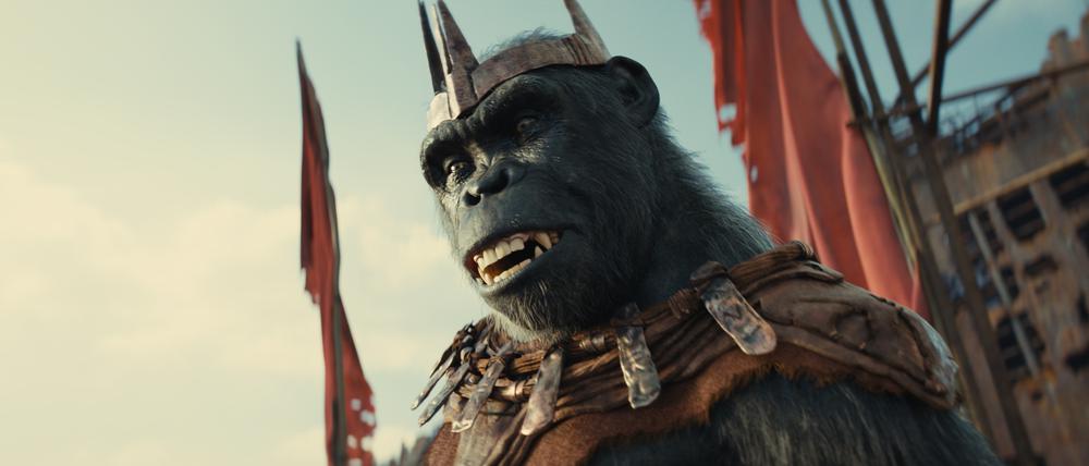 Proximus Caesar (voiced by Kevin Durand) in 20th Century Studios' KINGDOM OF THE PLANET OF THE APES. Photo courtesy of 20th Century Studios. © 2023 20th Century Studios. All Rights Reserved.