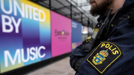 Polizeipatrouille in Malmö vor dem Austragungsort des ESC.