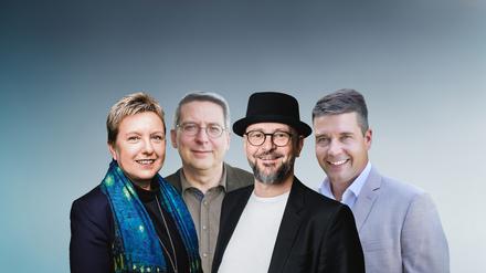 Parteilose Bürgermeisterinnen und Bürgermeister in Brandenburg: Simone Taubenek, Oliver Hermann, Heiko Richter, Robert Nitz (v.l.).