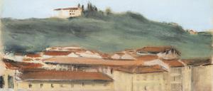 Max Liebermanns Bild „Monte Oliveto Florenz (Dächer in Florenz)„, 1902, Pastell auf Papier.