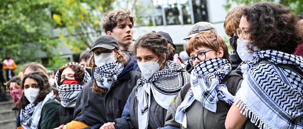 Pro-palästinensischer Protest am Dienstag an der FU.