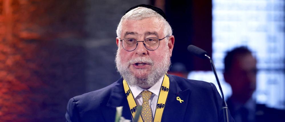 Rabbi Pinchas Goldschmidt, Präsident der Europäischen Rabbiner-Konferenz, bei seiner Auszeichnung mit dem Internationalen Karlspreis zu Aachen 2024.