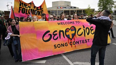Etwa 8000 Menschen demonstrierten am Donnerstag in Malmö für Palästina und den Ausschluss Israels vom ESC.