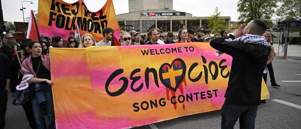Etwa 8000 Menschen demonstrierten am Donnerstag in Malmö für Palästina und den Ausschluss Israels vom ESC.