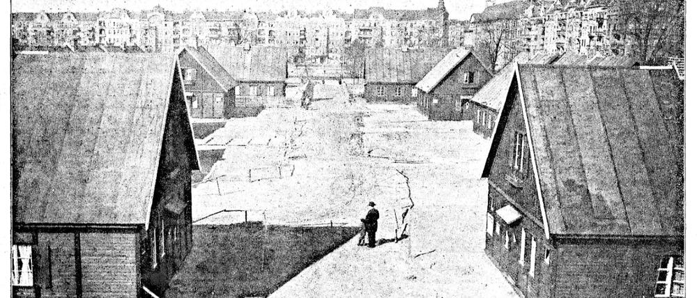 Neugebaute Notwohnungskolonie an der Schwedter Straße in der „Vossische Zeitung“ von 11. April 1920.