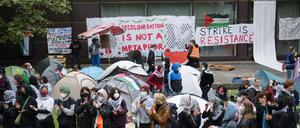 Pro-Palästinensisches Protestcamp an der FU in der vergangenen Woche.