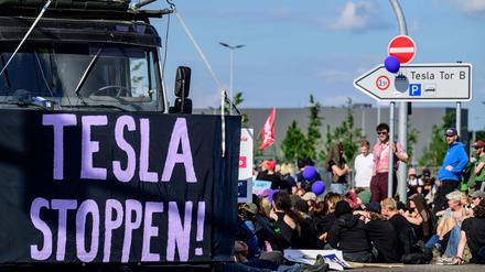 Mehrere Tage lang protestierten Aktivisten in der Vorwoche gegen die Erweiterung der Tesla-Fabrik.