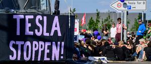 Mehrere Tage lang protestierten Aktivisten in der Vorwoche gegen die Erweiterung der Tesla-Fabrik.