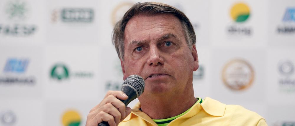 Jair Bolsonaro bei einer Rede am 1. Mai 2023 in Sao Paulo.